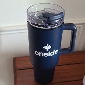 Onside 40oz Blue Tumbler with Handle & Straw NEW